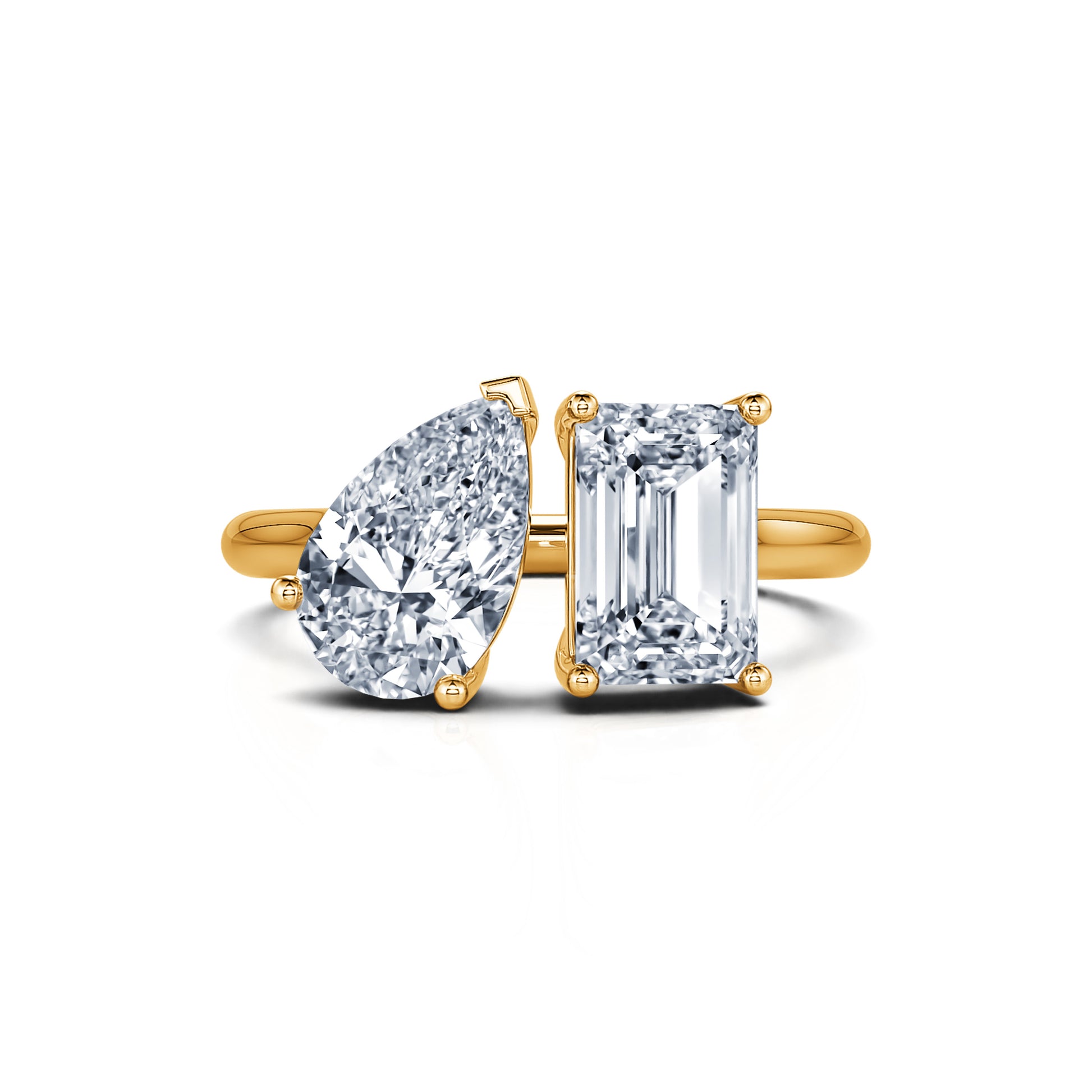 Bague Toi & Moi poire et émeraude en or jaune Nova Lab 1