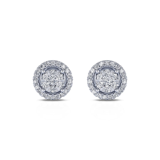 Nyla - Puces d'oreilles diamant halo or blanc #2