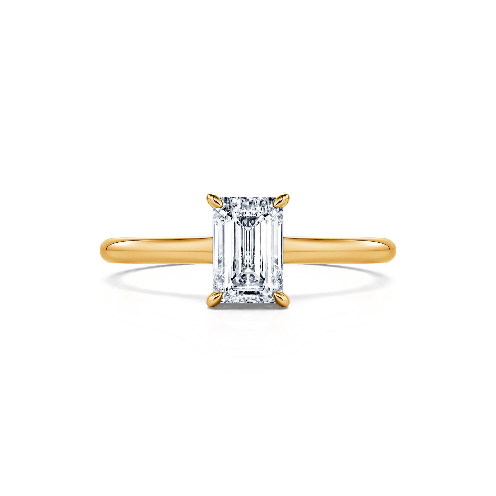 Solitaire or jaune diamant de synthèse émeraude Orli Lab 1