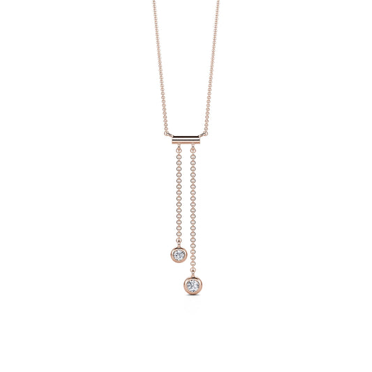 Pia - Collier cravate diamants serti clos or rose #2