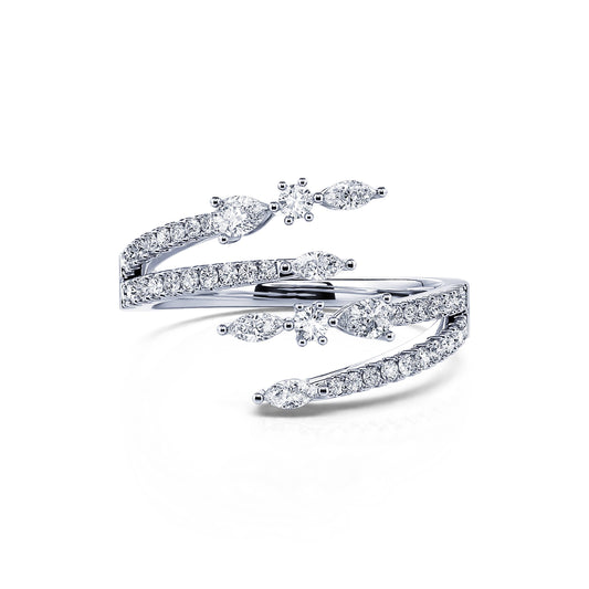 Poppy - Bague serpent diamant rond et marquise or blanc #2