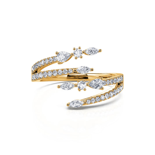 Poppy - Bague serpent diamant rond et marquise or jaune #2