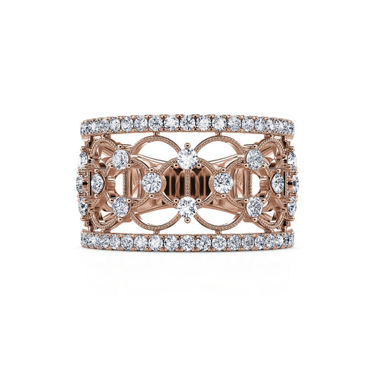 Renata - Bague dentelle or rose et diamant #2