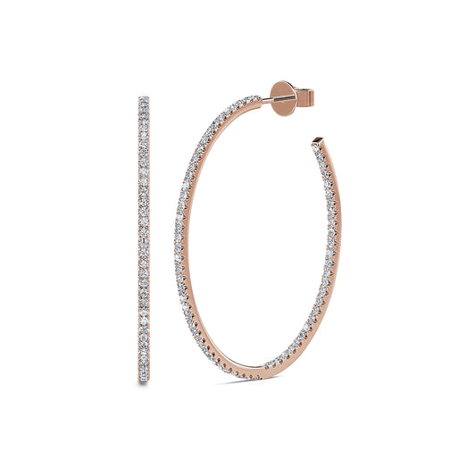 Shaï Diamant - Boucles d'oreilles créoles or rose diamant #2