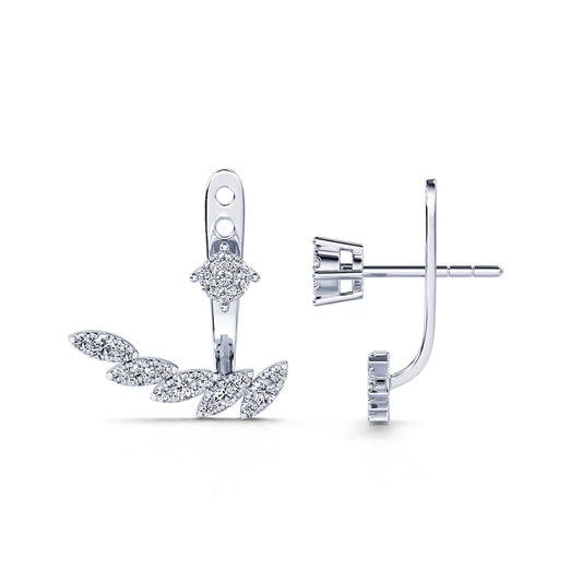 Shane - Boucles d'oreille 2 en 1 diamant en or blanc #2