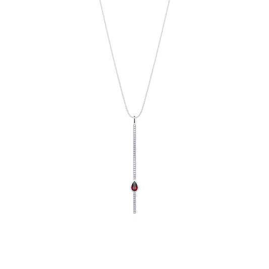 Sky - Collier cravate barrette diamant or blanc et rubis forme poire #2