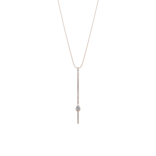 Sky - Collier cravate barrette diamant et diamant poire en or rose #2