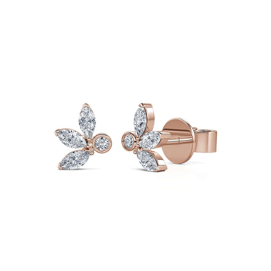 Solveig - Boucles d'oreilles or rose multi-diamants #2