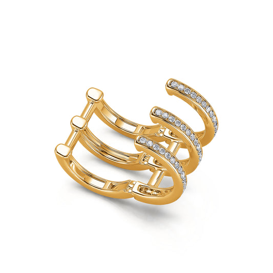 Tina - Clip d'oreilles multi-créoles diamant or jaune #2