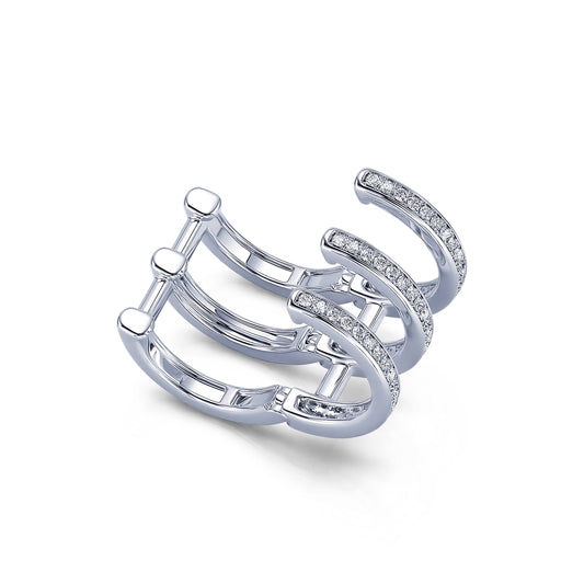 Tina - Clip d'oreilles multi-créoles diamant or blanc #2