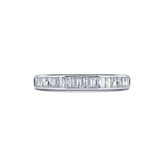 Epiphanie - Alliance demi tour platine diamant baguette #2