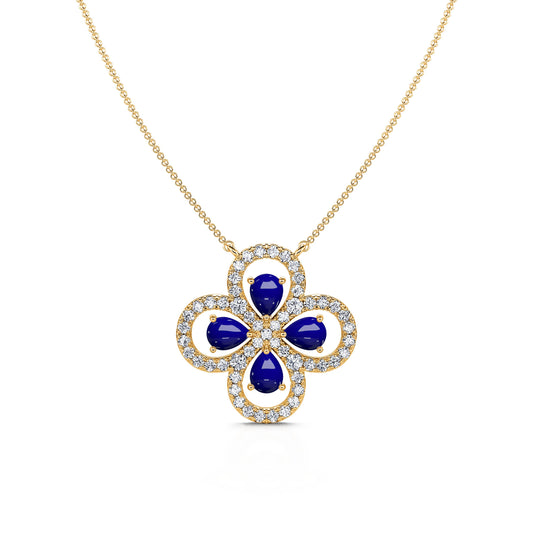 Yoly - Collier trèfle diamants et lapis lazuli  #2