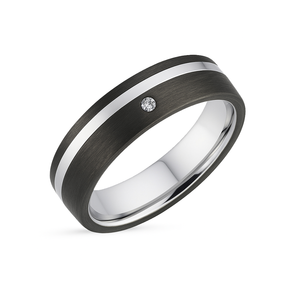 Alliance or blanc, carbone et diamant Jonas 1