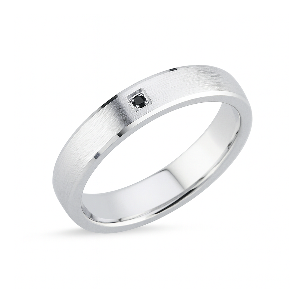Alliance or blanc diamant noir Eren 1