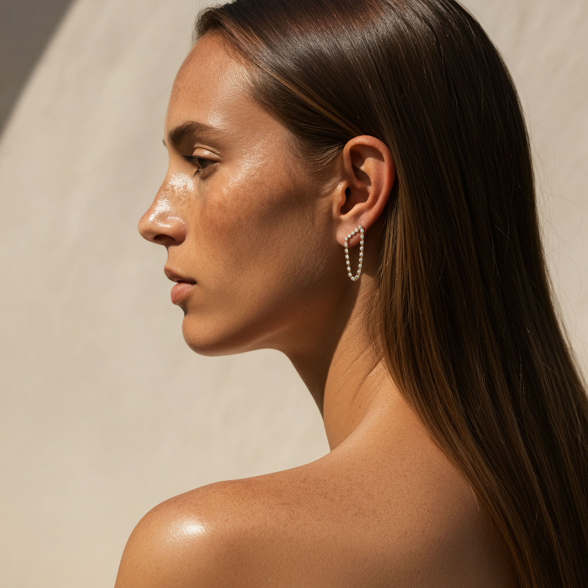 Mono boucle d'oreilles or jaune diamant Ada 4