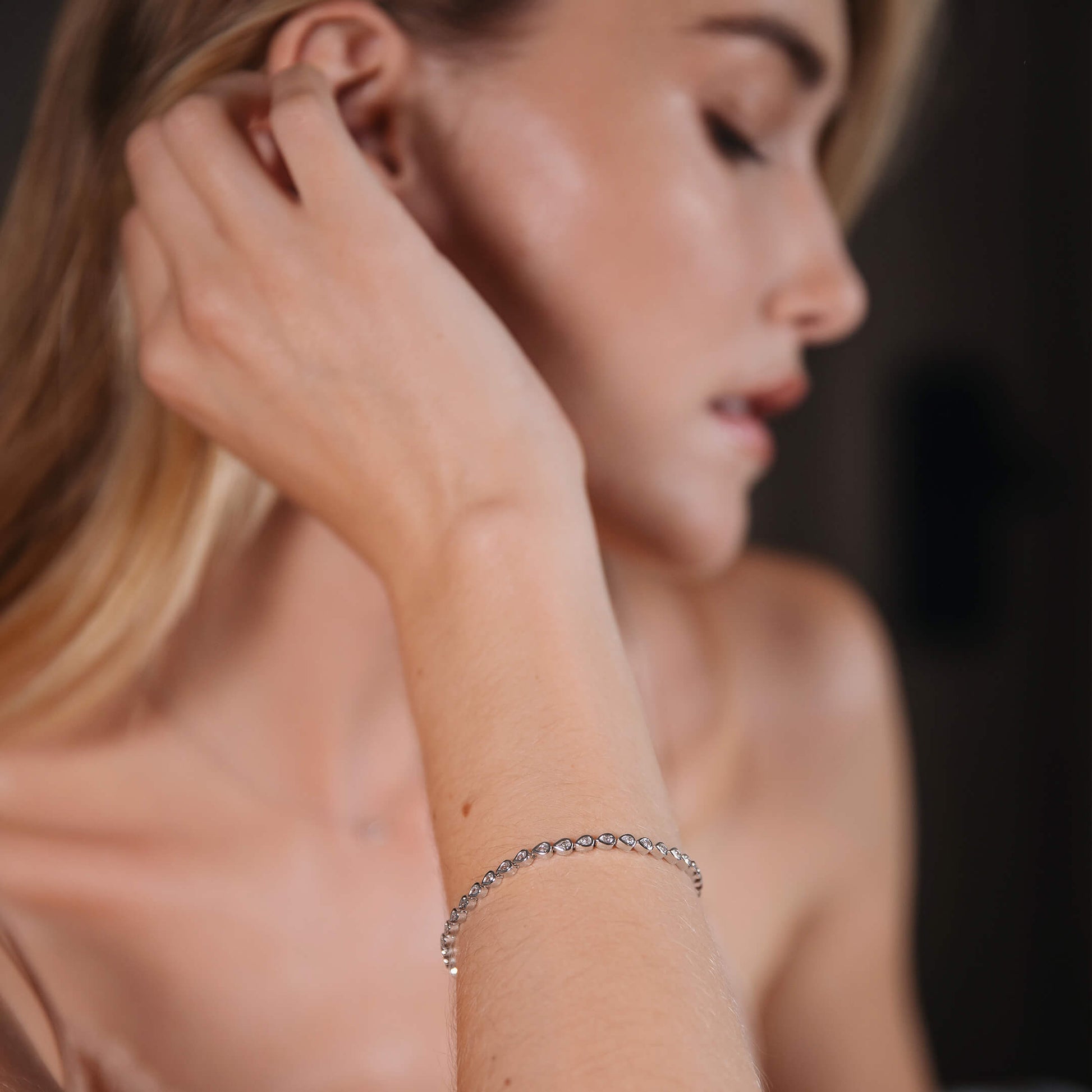 Bracelet rivière diamant poire or rose Anna 5