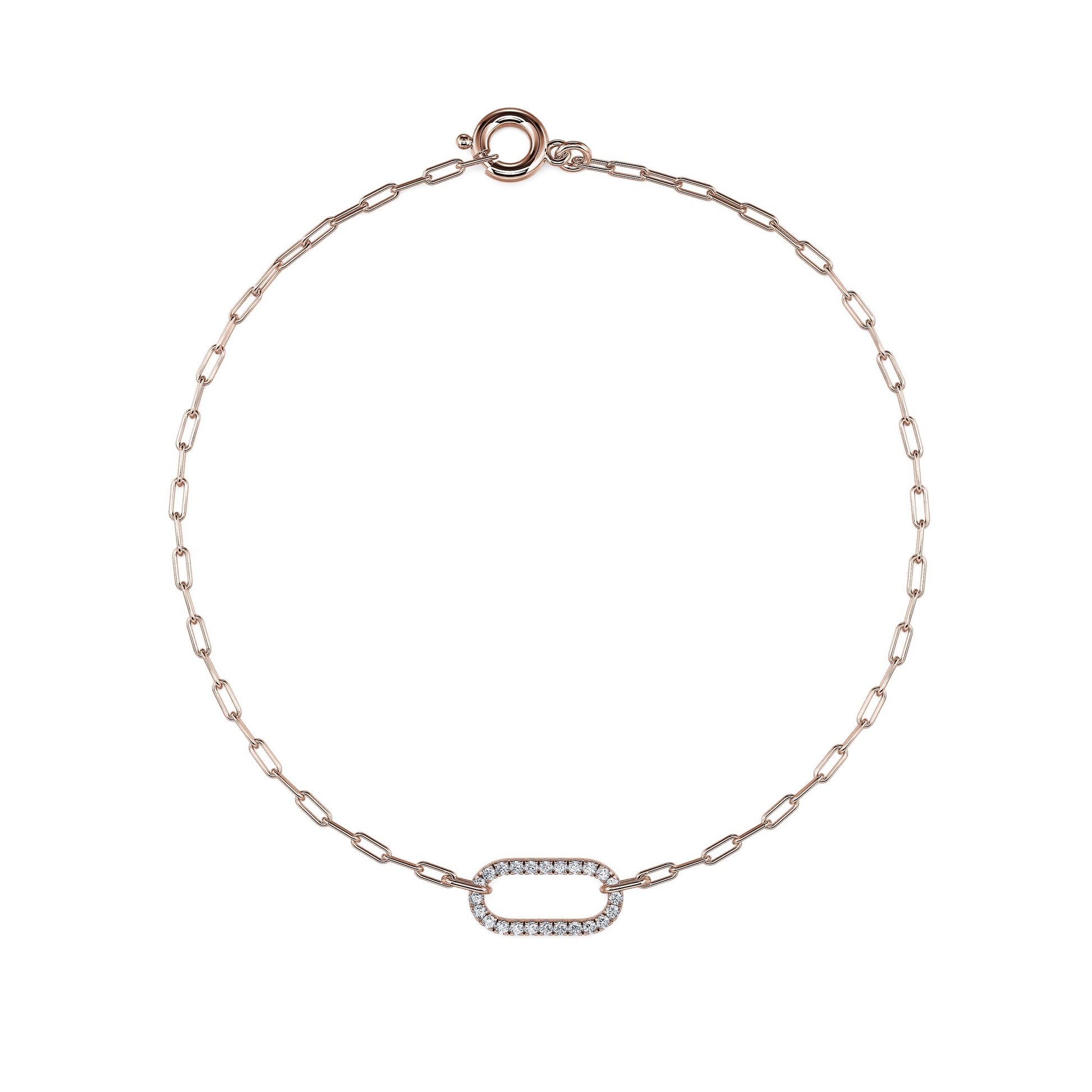 Bracelet ovale diamant or rose Pauline 2
