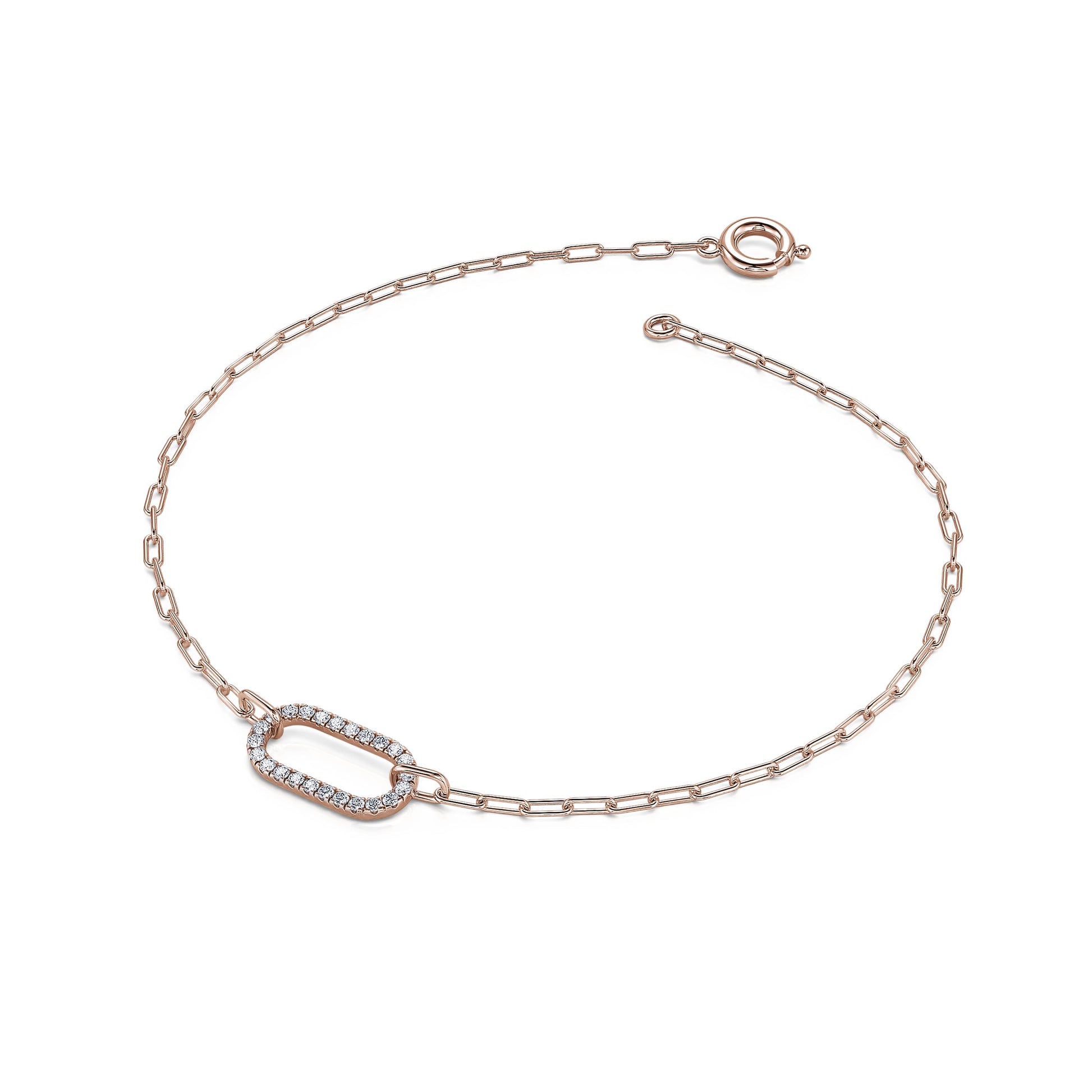 Bracelet ovale diamant or rose Pauline 1