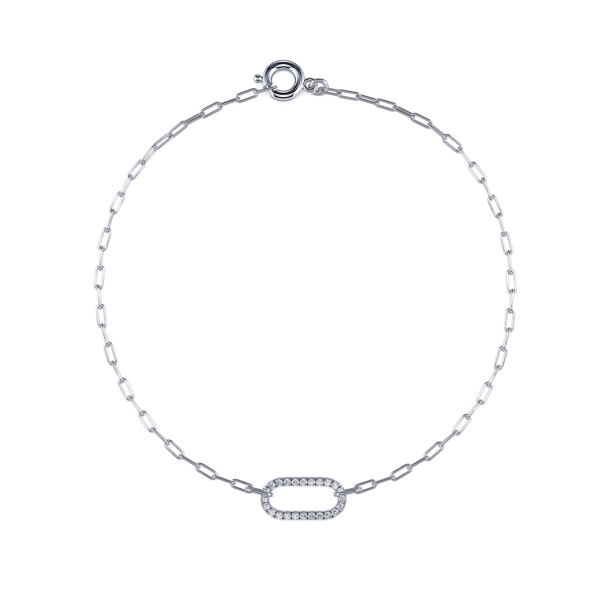 Bracelet ovale diamant or blanc Pauline 2