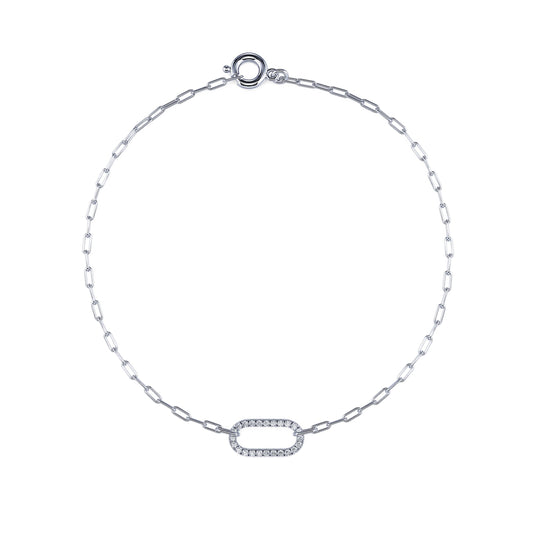 Pauline&nbsp;-&nbsp;Bracelet ovale diamant or blanc #2
