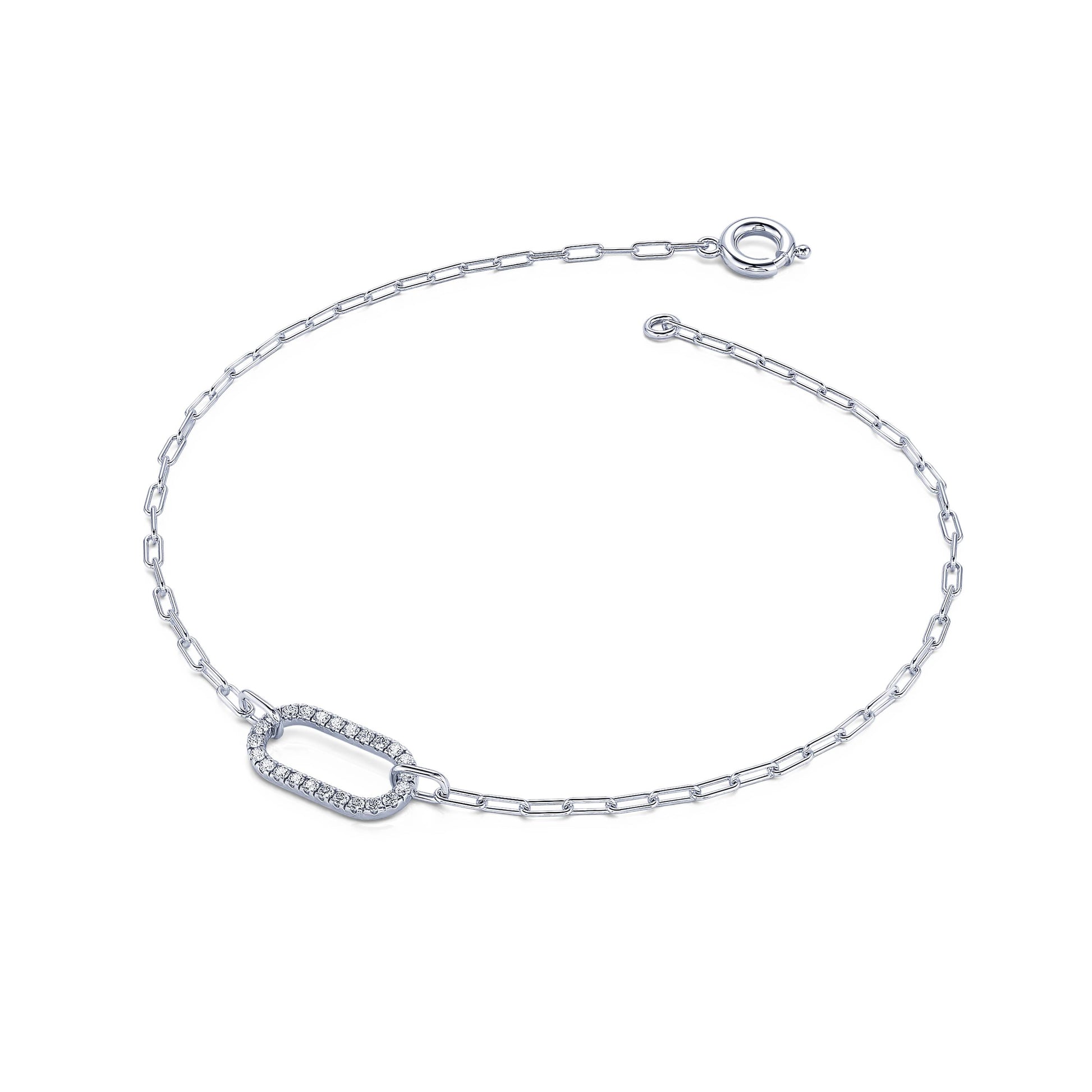 Bracelet ovale diamant or blanc Pauline 1