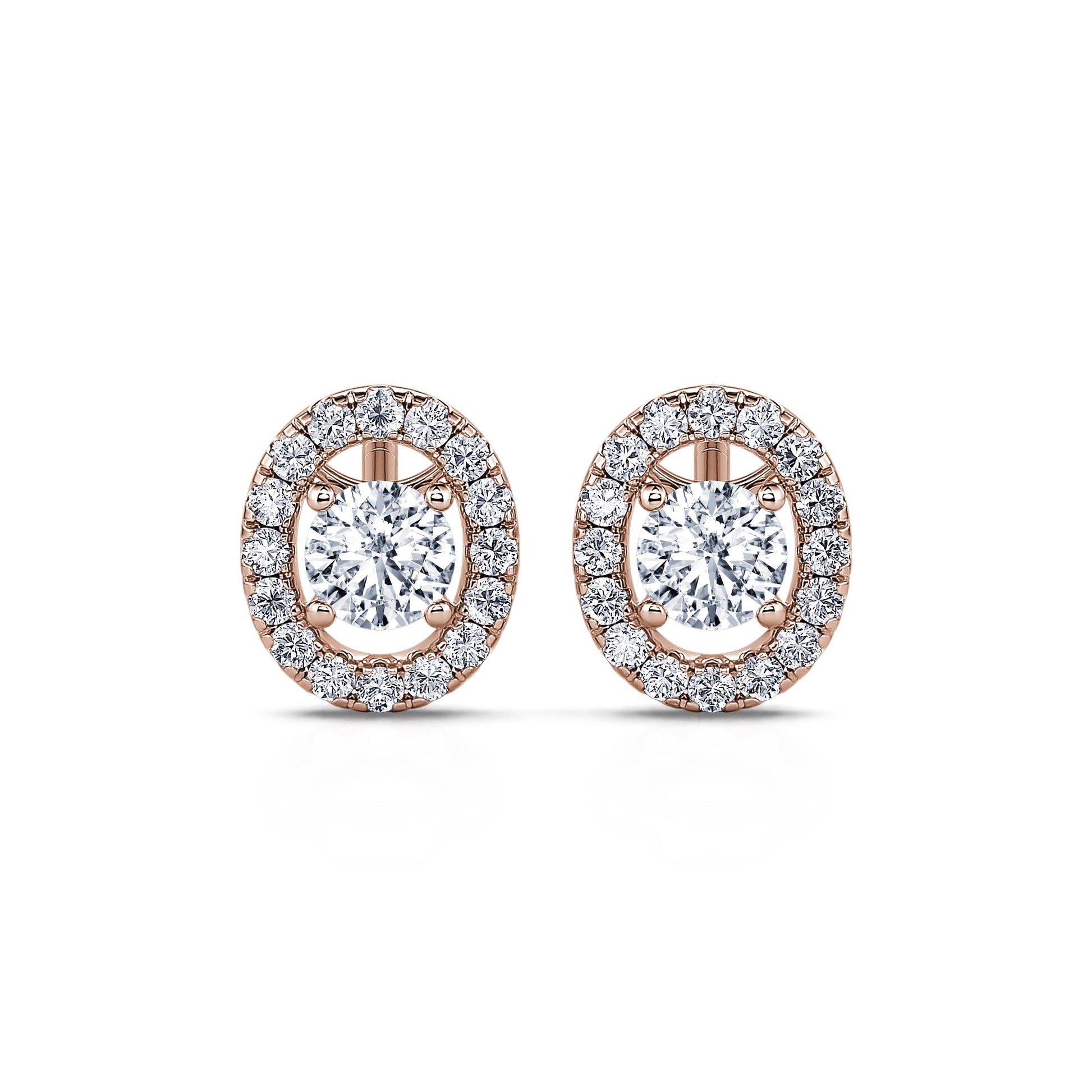 Boucles d'oreilles or rose diamant avec halo Maelle 1