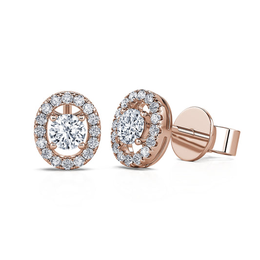 Maelle&nbsp;-&nbsp;Boucles d'oreilles or rose diamant avec halo #2