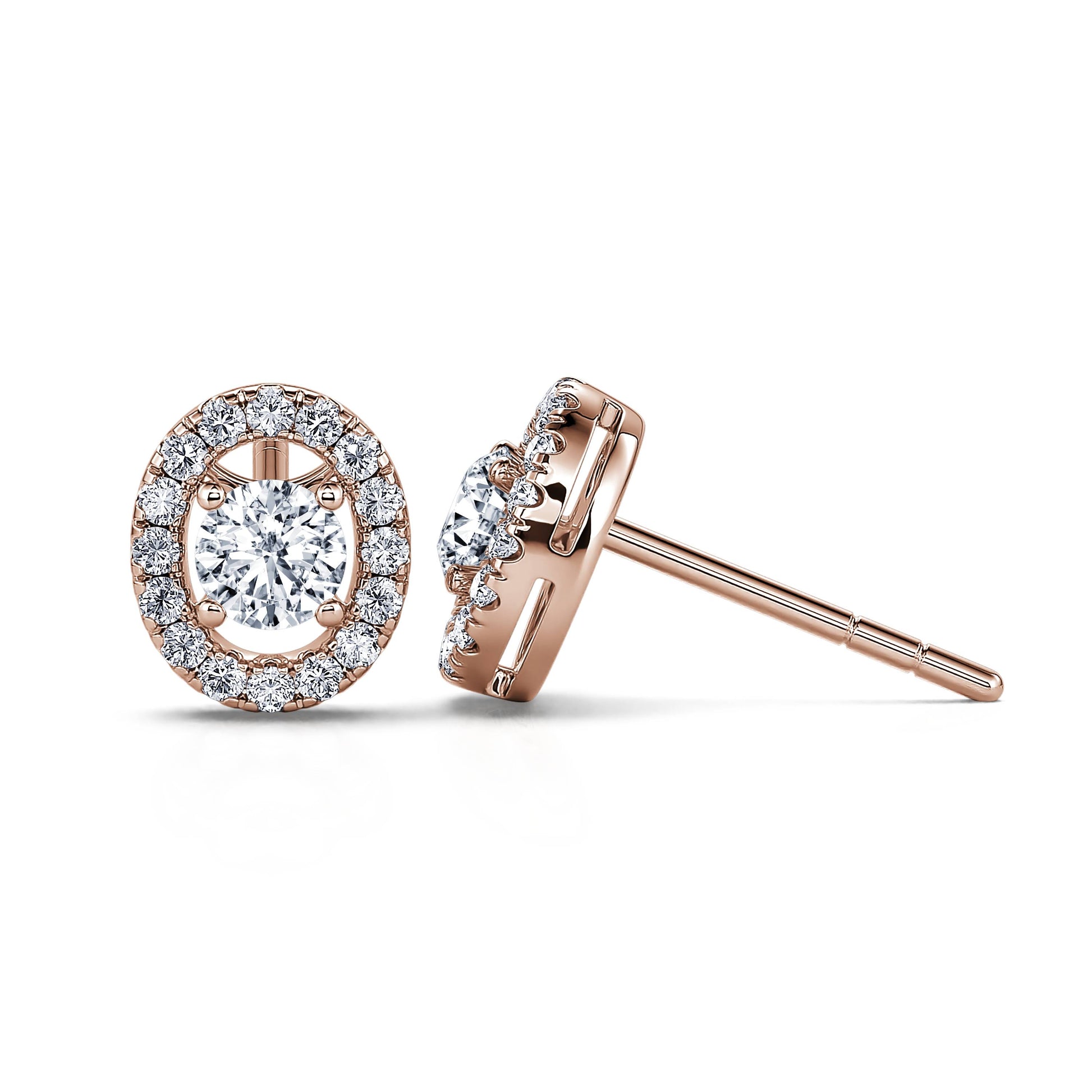 Boucles d'oreilles or rose diamant avec halo Maelle 3