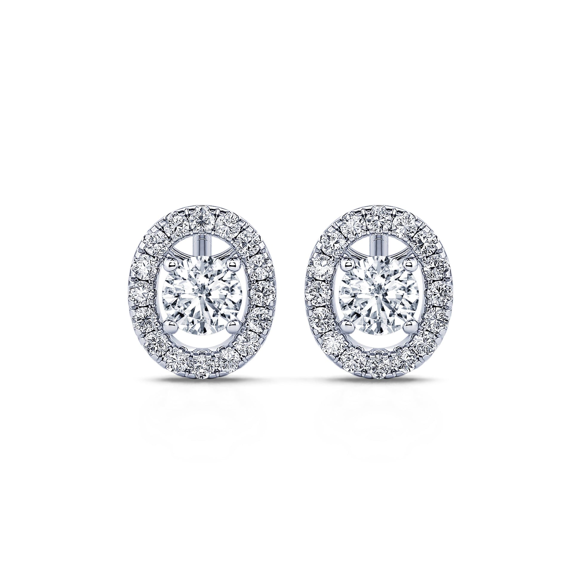 Boucles d'oreilles or blanc diamant avec halo Maelle 1