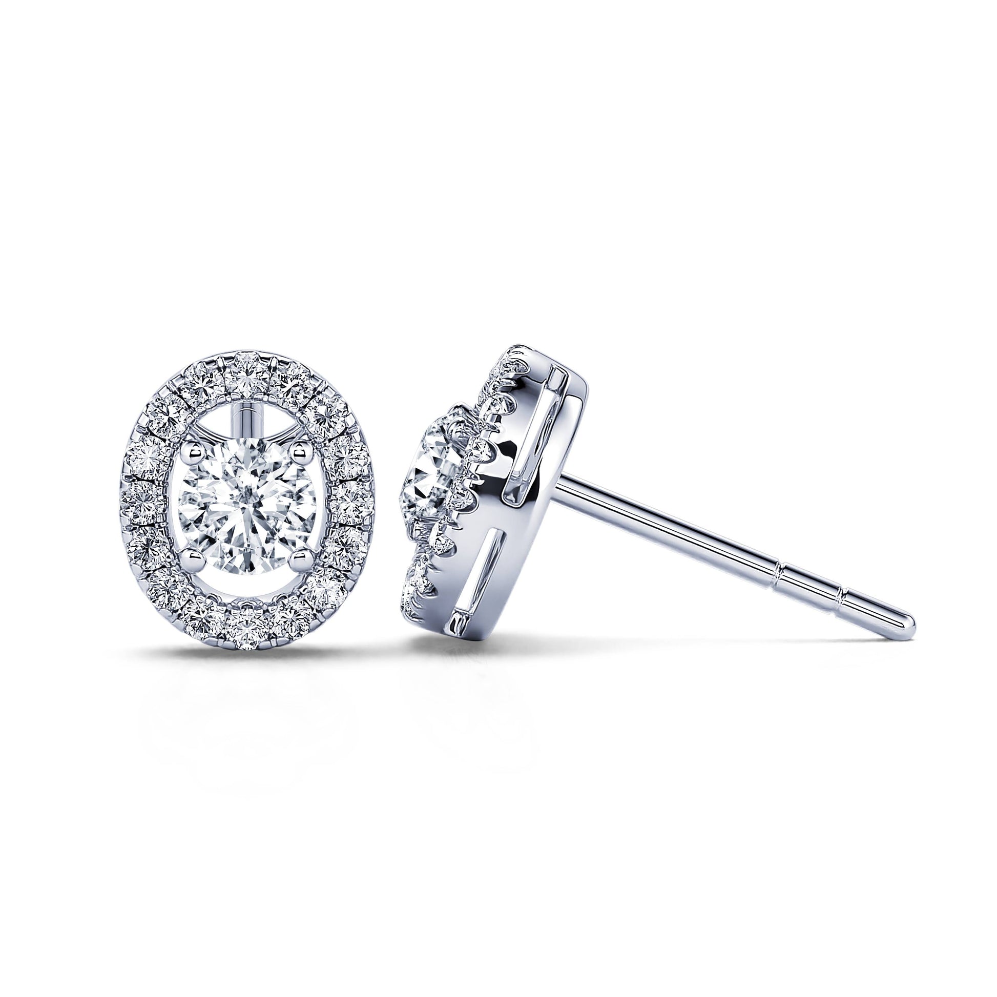Boucles d'oreilles or blanc diamant avec halo Maelle 3