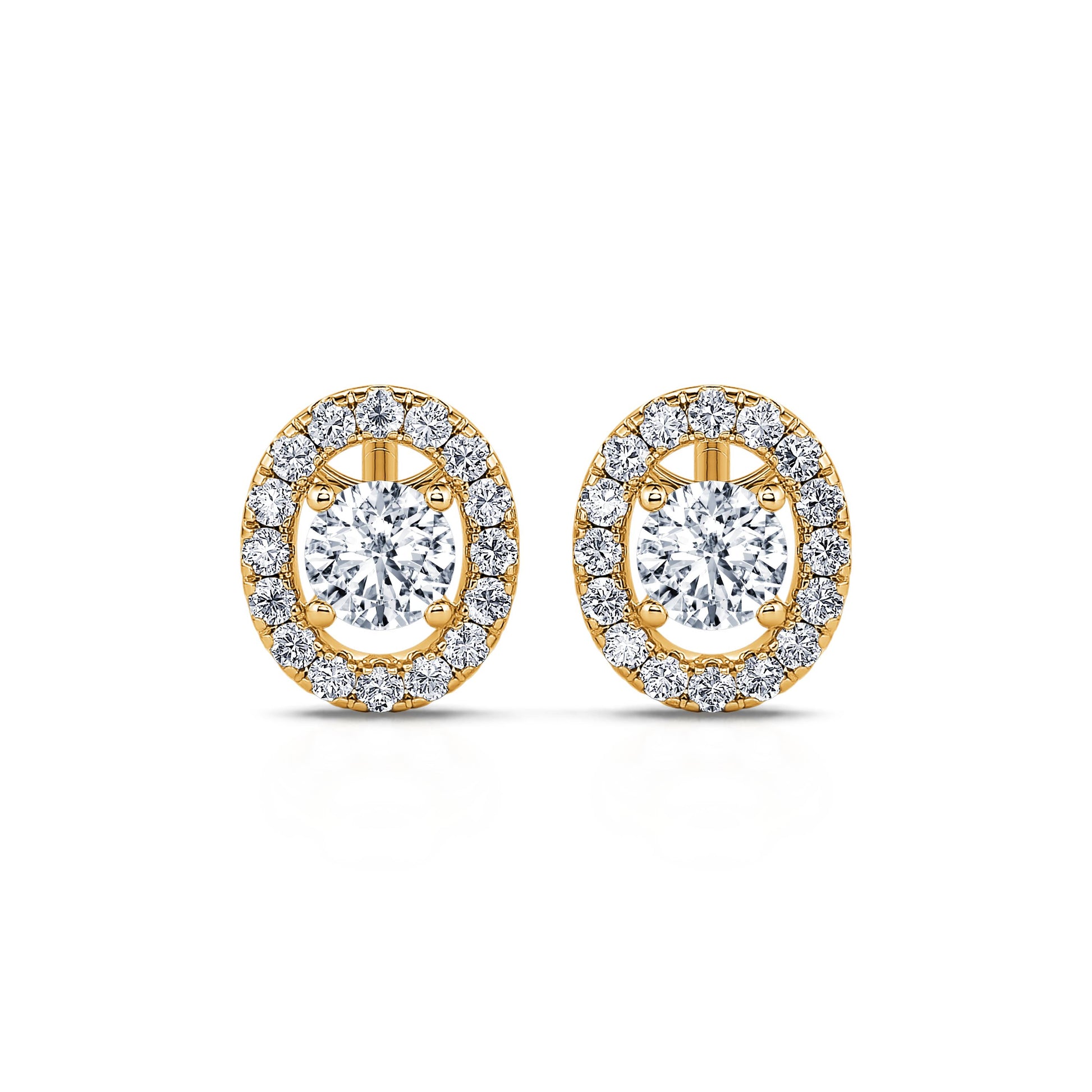 Boucles d'oreilles or jaune diamant avec halo Maelle 1