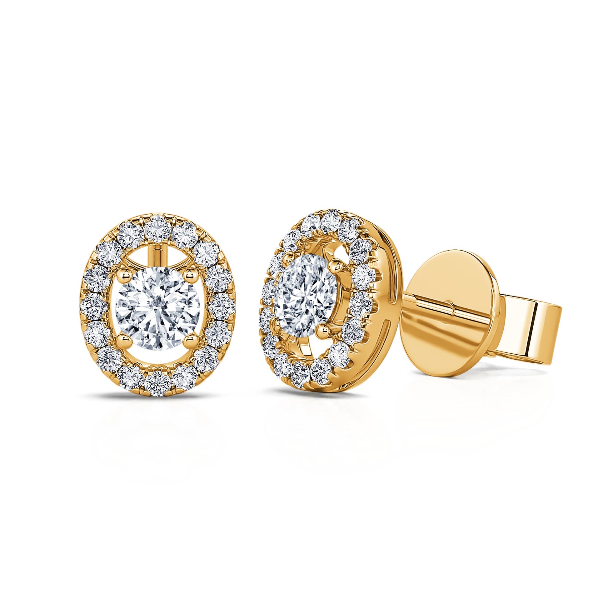 Boucles d'oreilles or jaune diamant avec halo Maelle 2