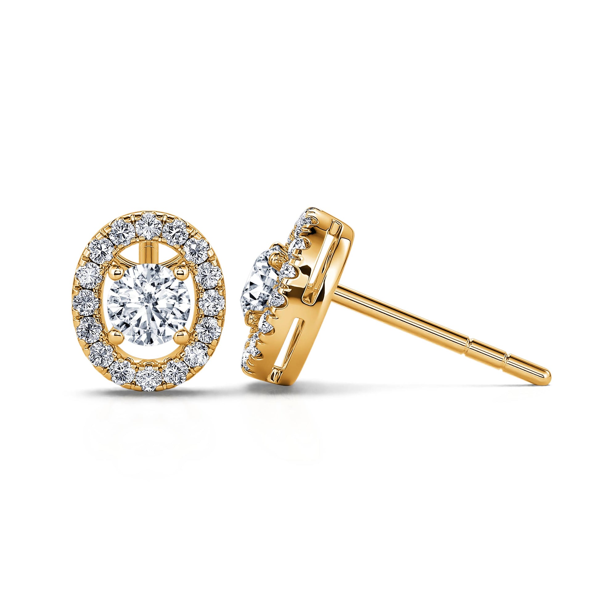 Boucles d'oreilles or jaune diamant avec halo Maelle 3
