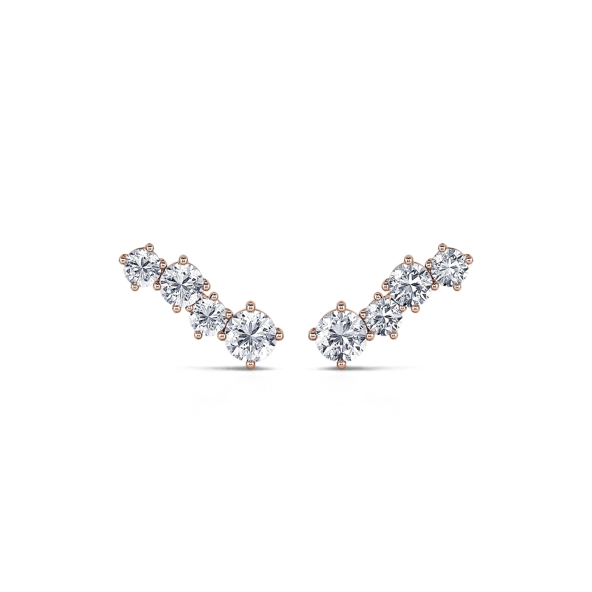 Boucle d'oreilles or rose et diamant de synthèse rond Amy Lab 1