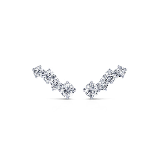 Amy Lab&nbsp;-&nbsp;Boucle d'oreilles or blanc et diamant de synthèse rond #1