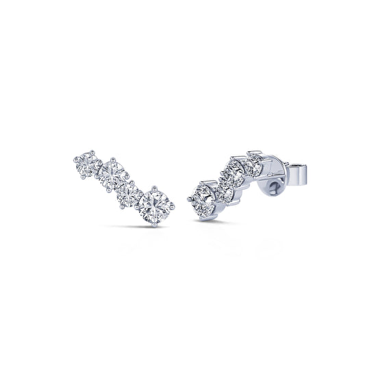 Amy Lab&nbsp;-&nbsp;Boucle d'oreilles or blanc et diamant de synthèse rond #2
