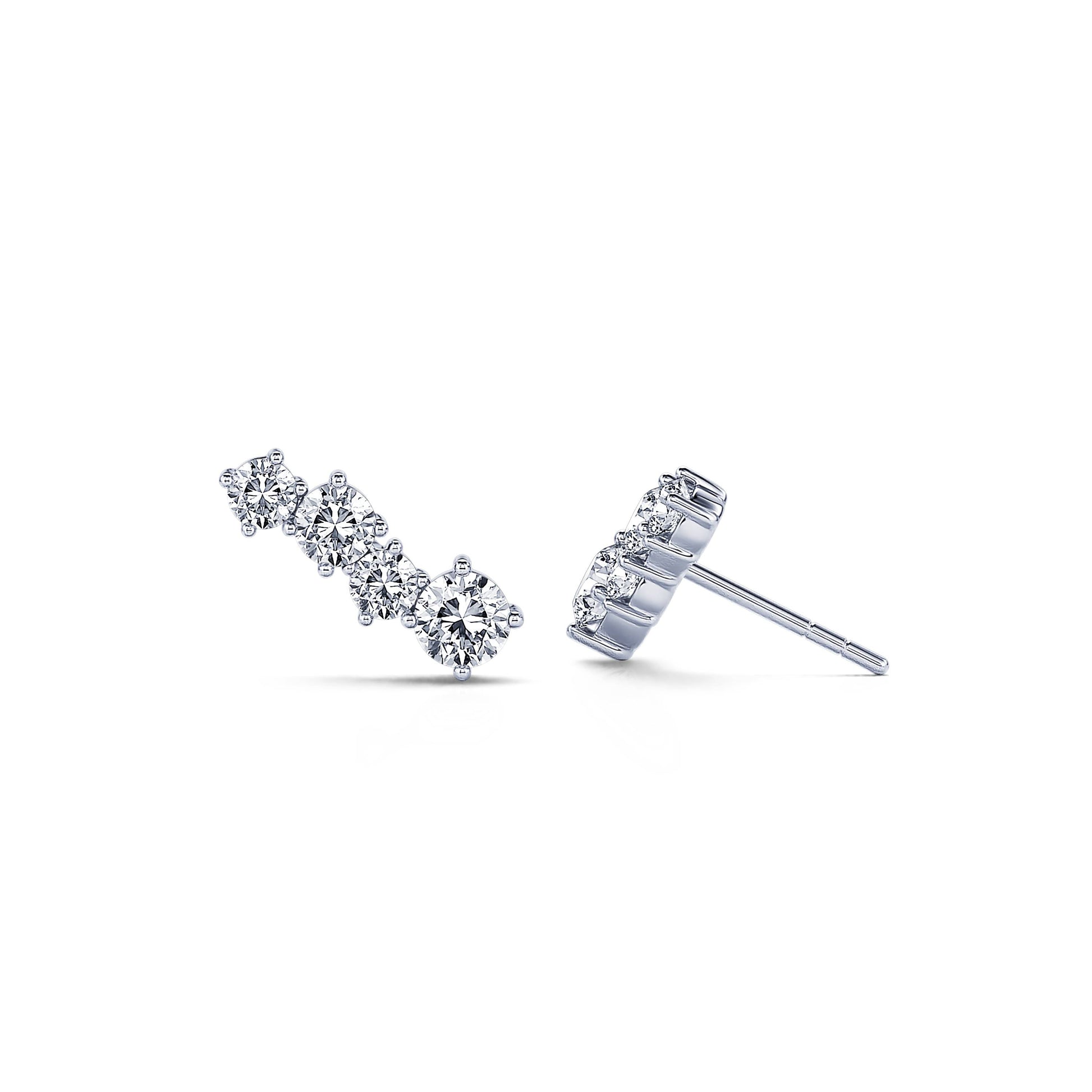 Boucle d'oreilles or blanc et diamant de synthèse rond Amy Lab 3