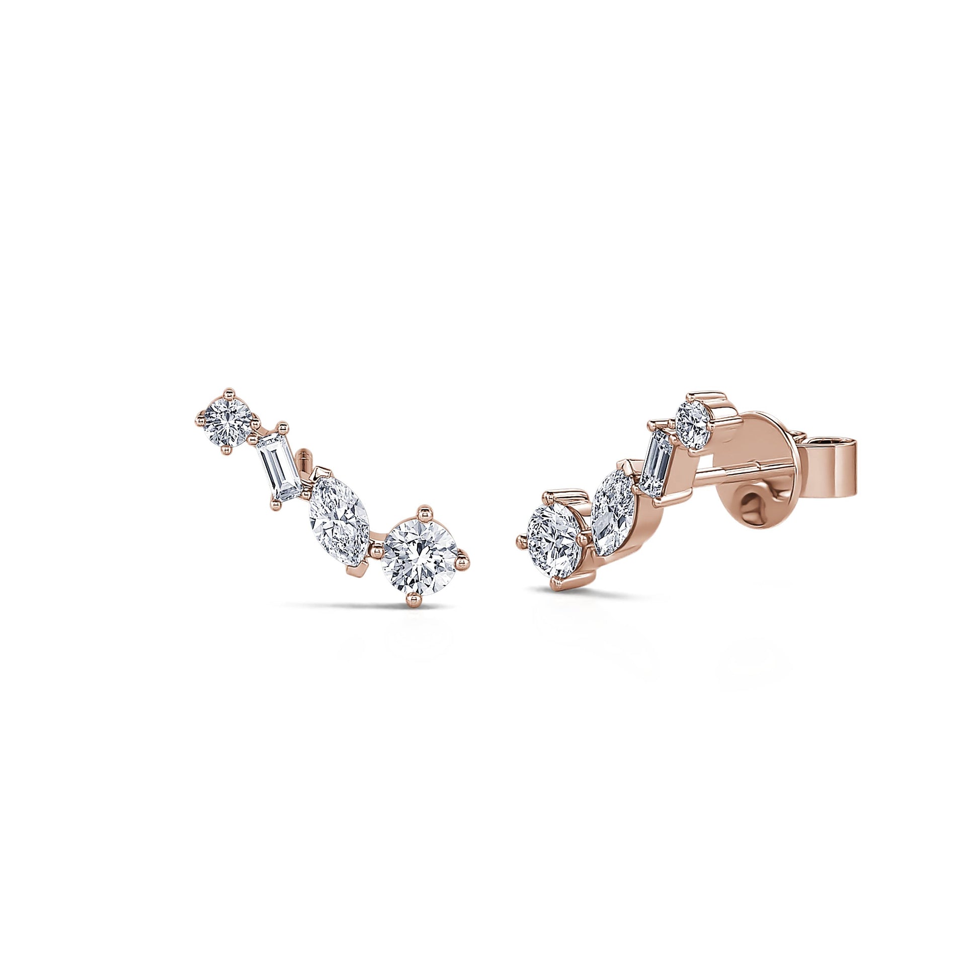 Boucle d'oreilles or rose et diamant de synthèse Milly Lab 2
