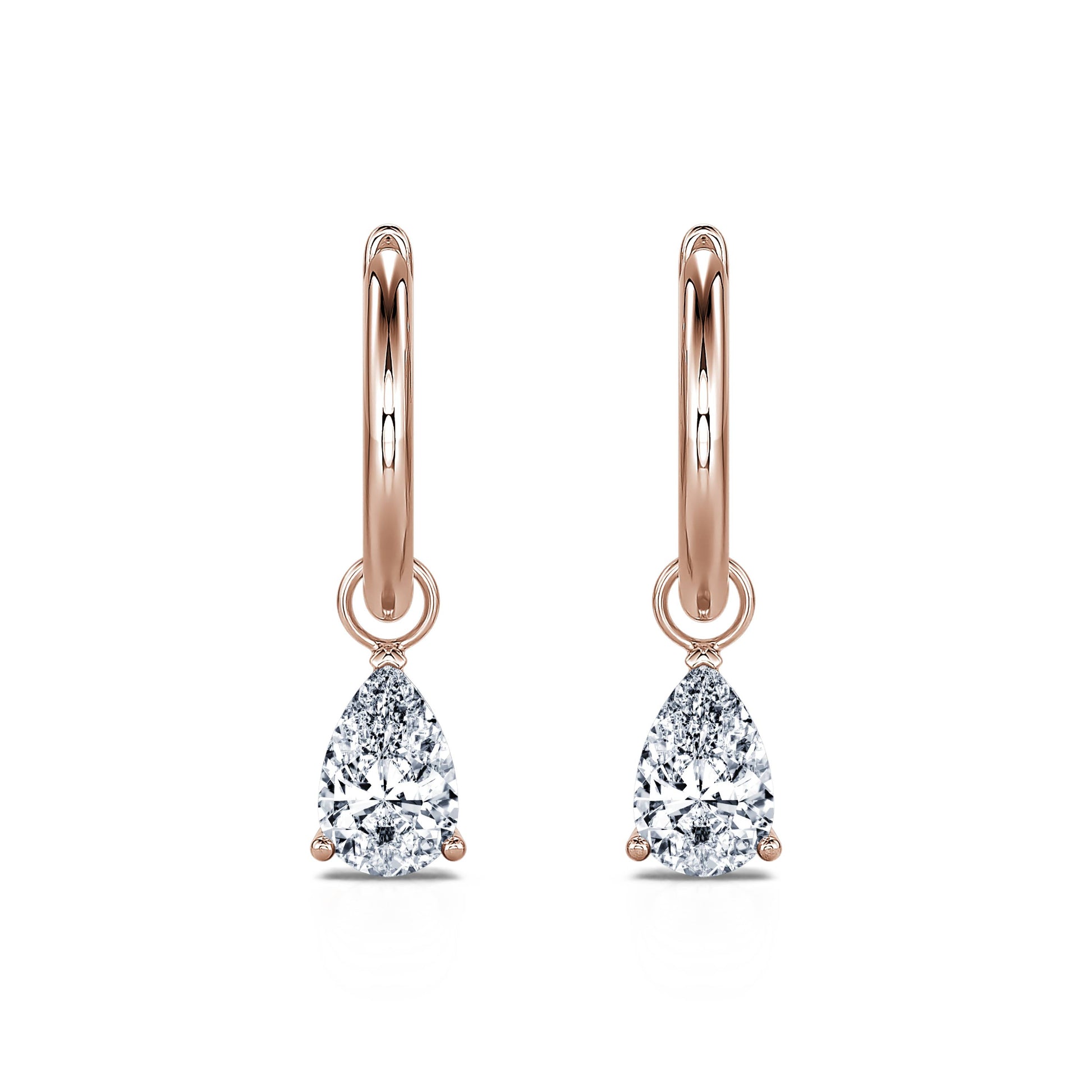 Créoles or rose et diamant de synthèse Solene Lab 1