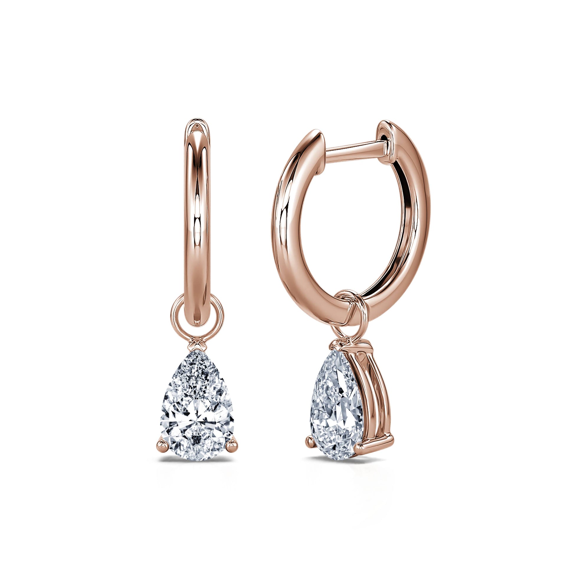 Créoles or rose et diamant de synthèse Solene Lab 2
