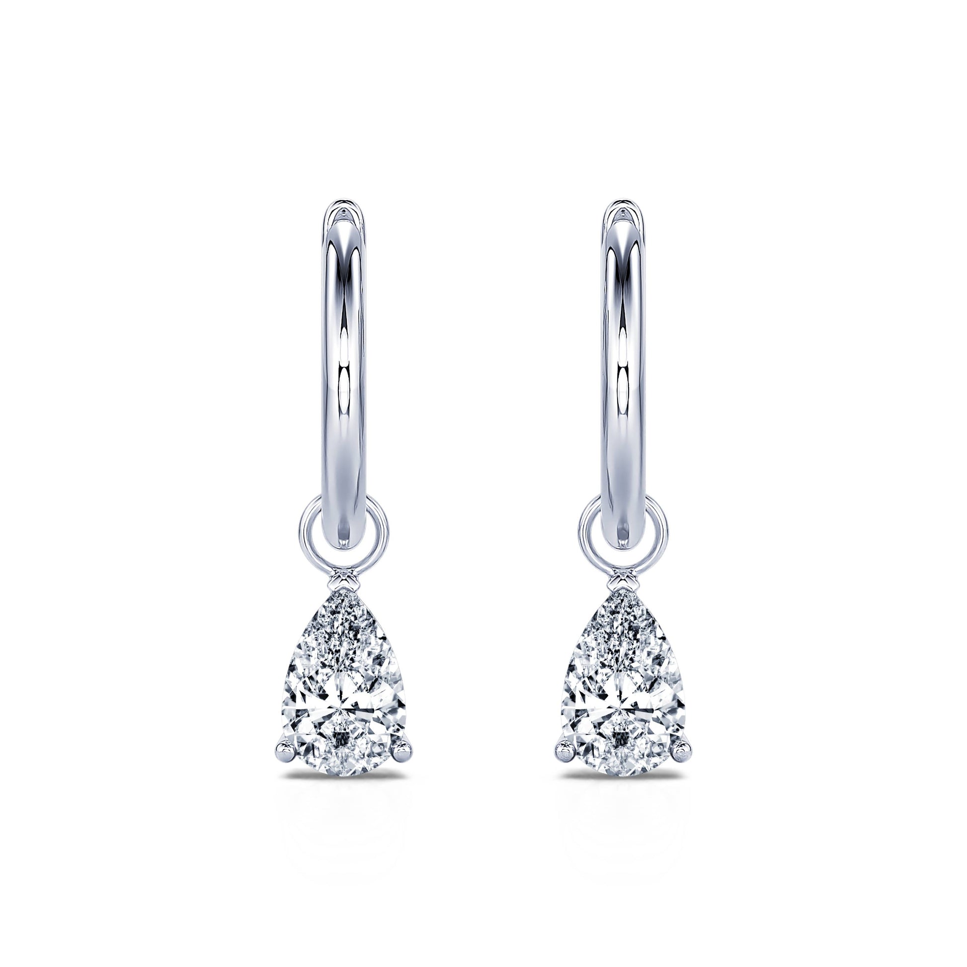 Créoles or blanc et diamant de synthèse Solene Lab 1