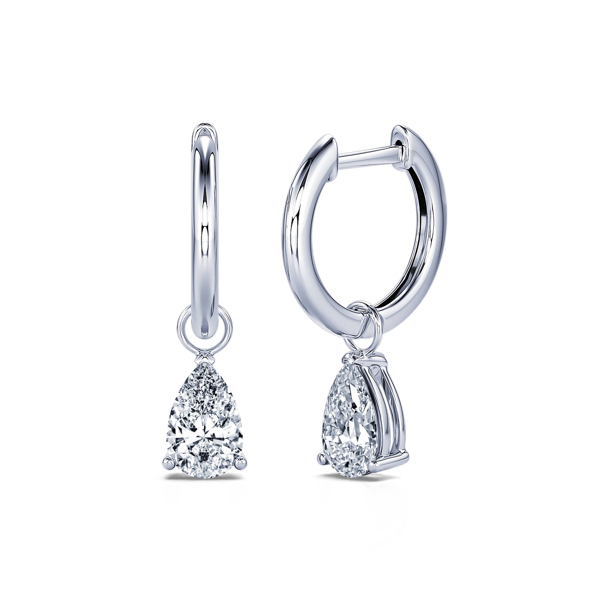Créoles or blanc et diamant de synthèse Solene Lab 2