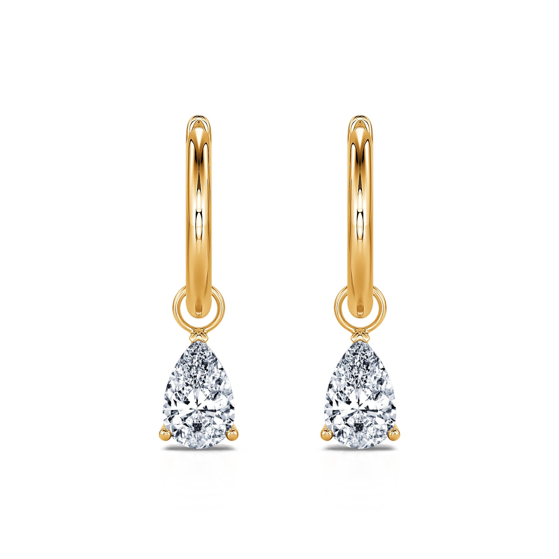 Créoles or jaune et diamant de synthèse Solene Lab 1