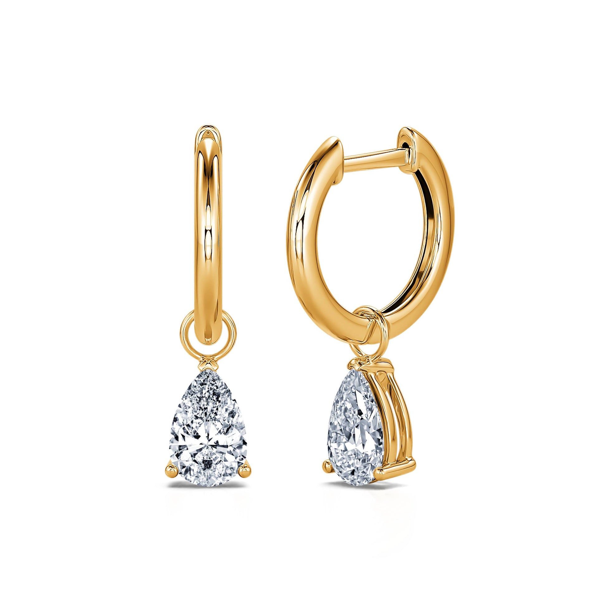 Créoles or jaune et diamant de synthèse Solene Lab 2
