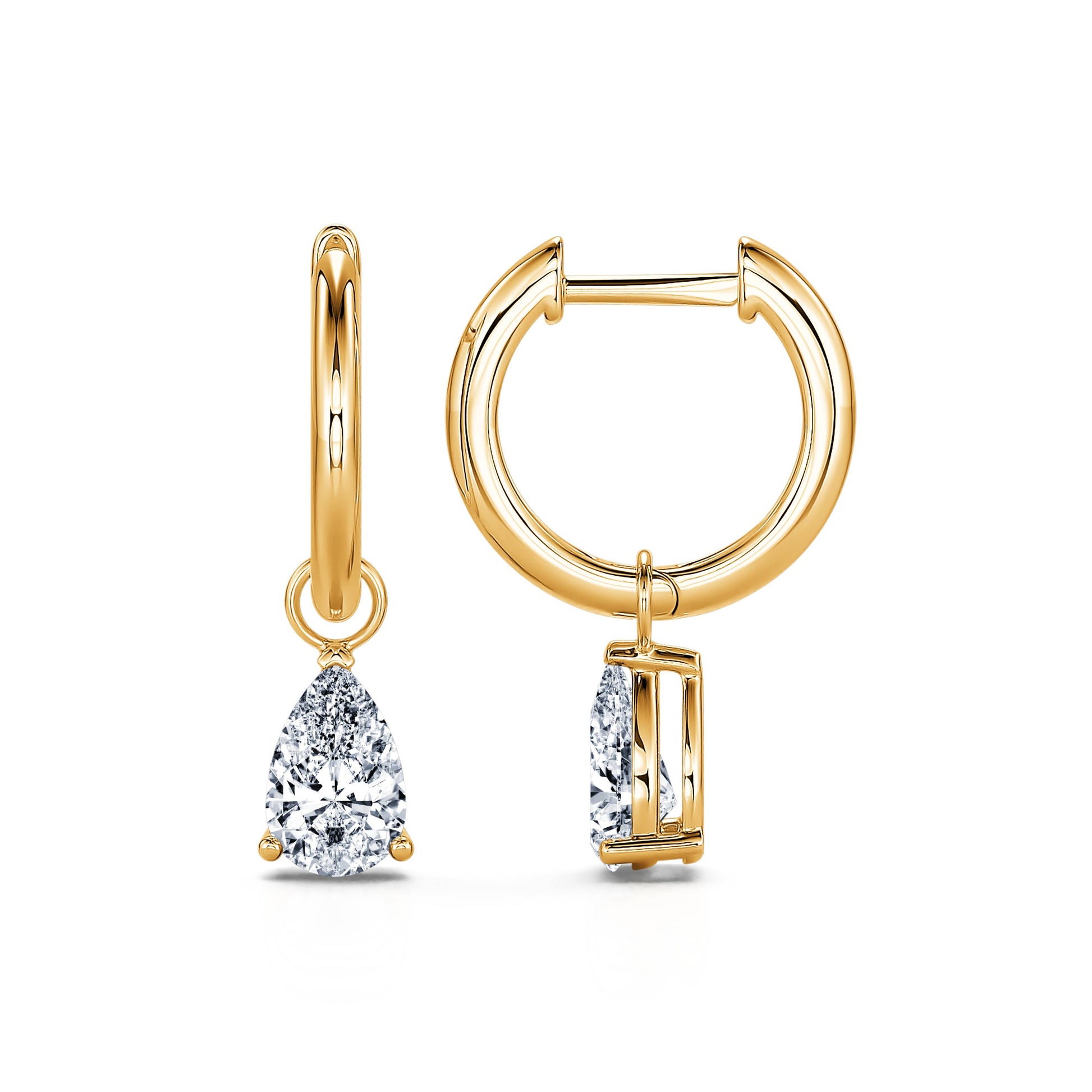 Créoles or jaune et diamant de synthèse Solene Lab 3