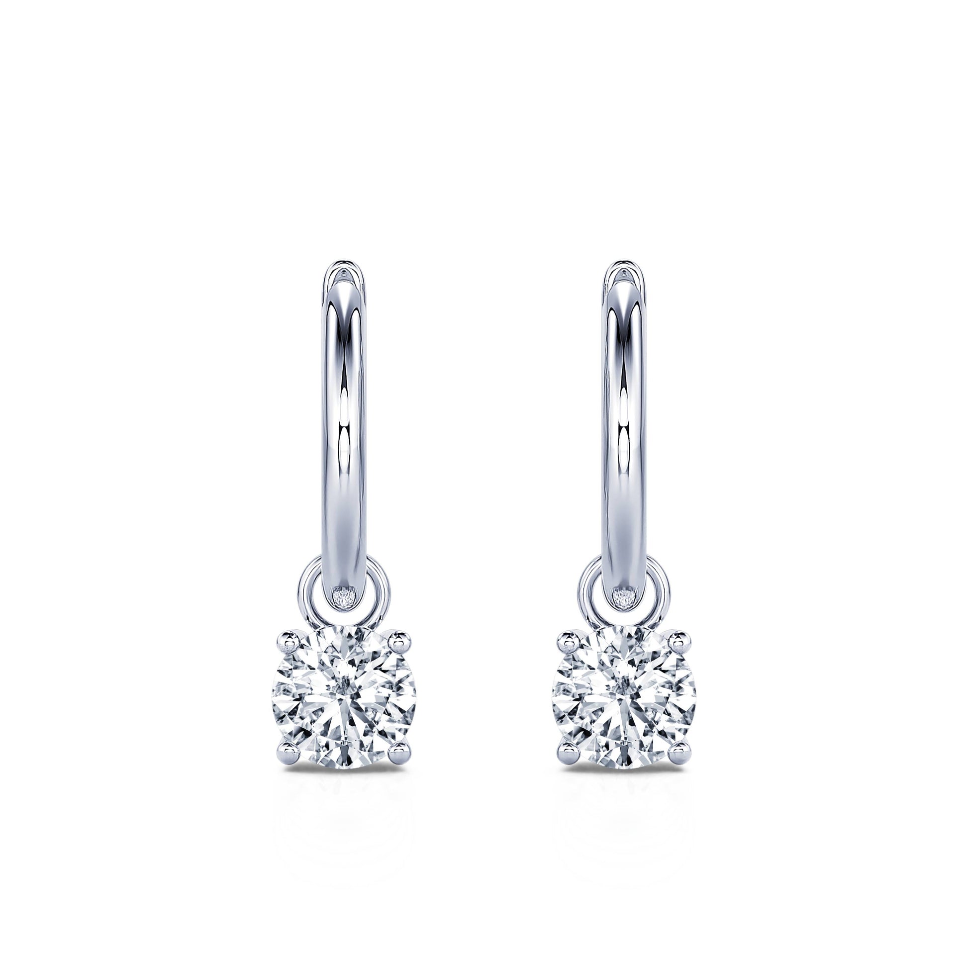 Créoles or blanc et diamant de synthèse Elissa Lab 1