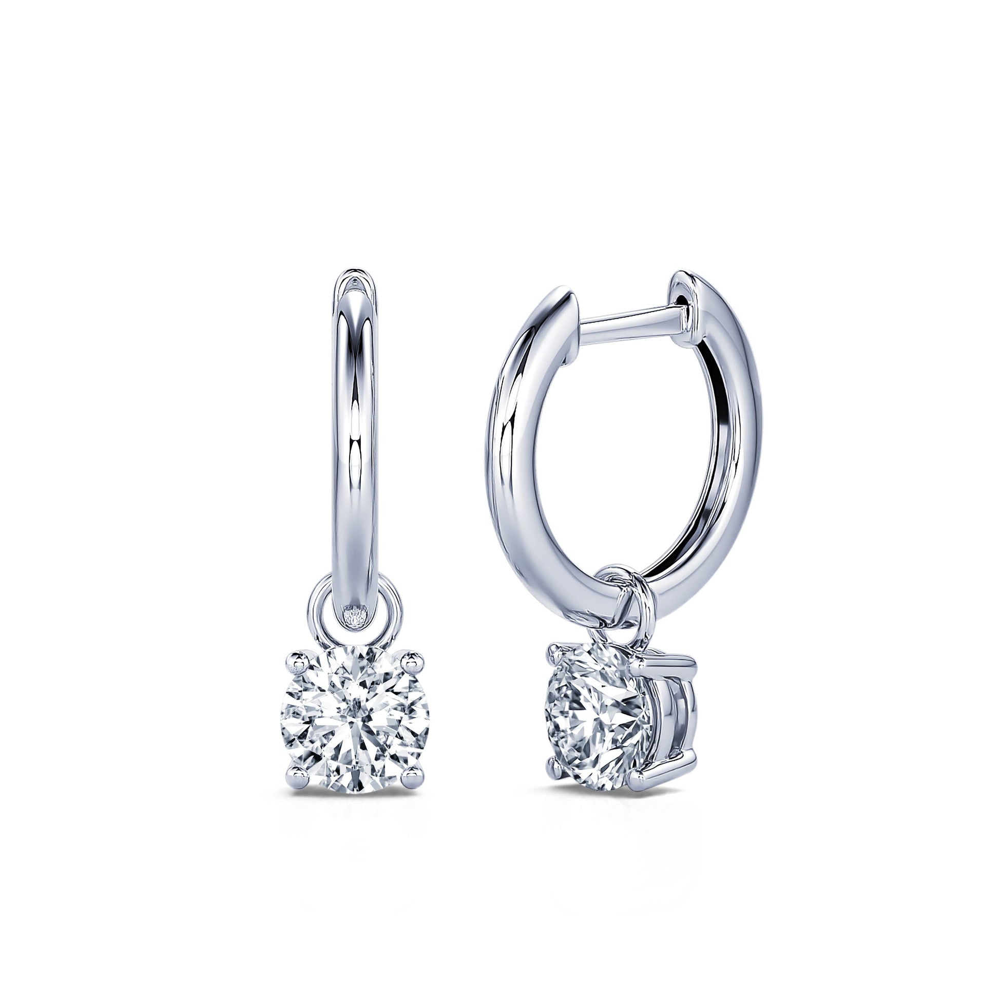 Créoles or blanc et diamant de synthèse Elissa Lab 2