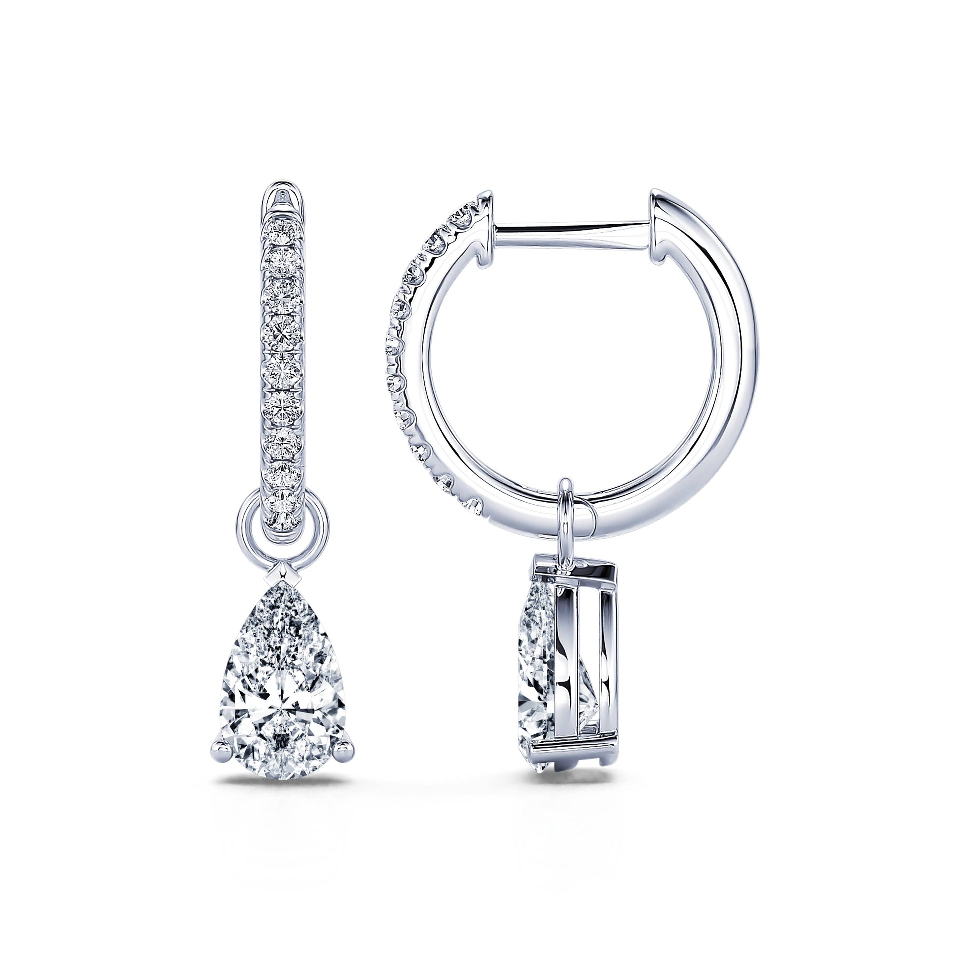Créoles or blanc et diamant de synthèse Prix Claire Lab 3