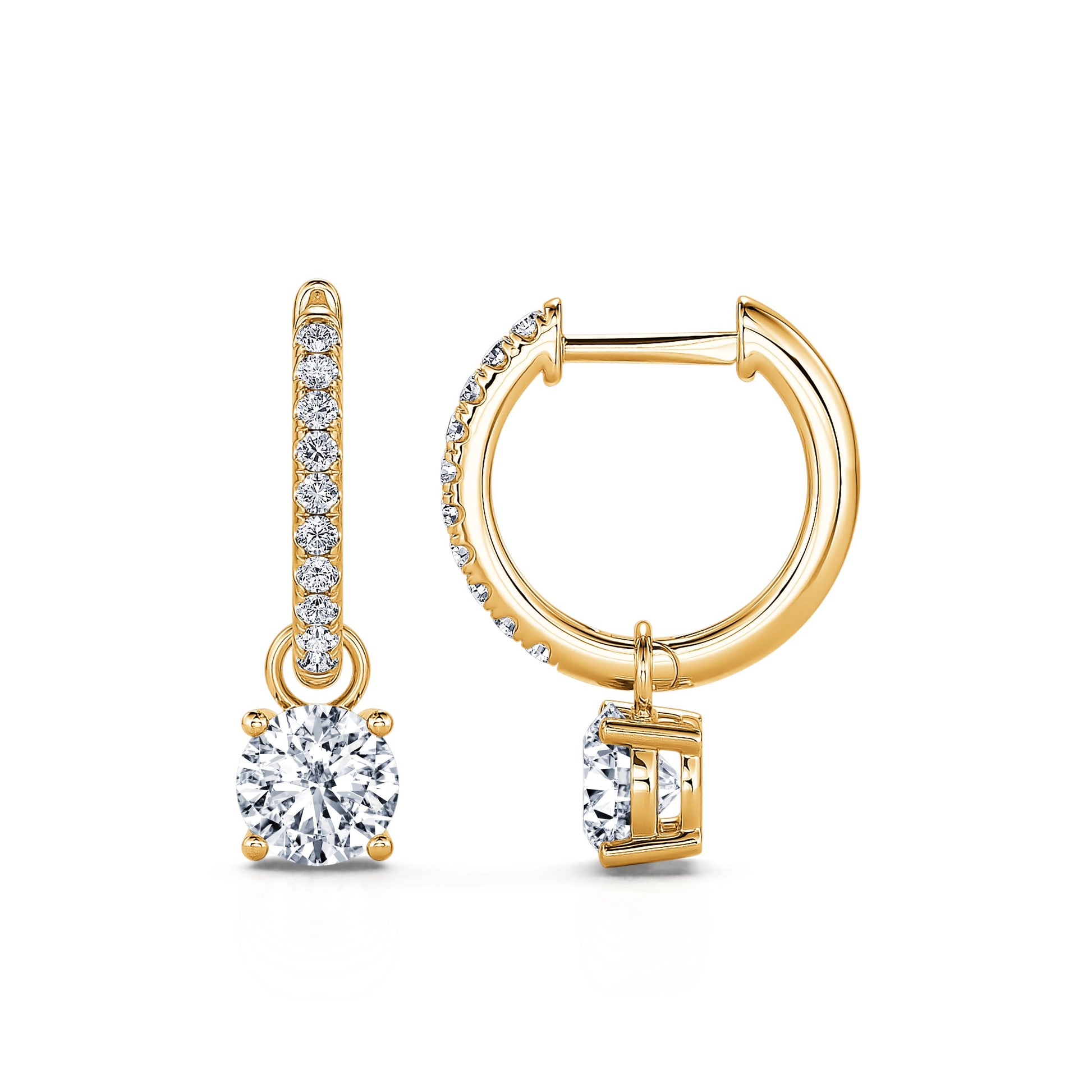 Créoles or jaune et diamant de synthèse Tara Lab 3