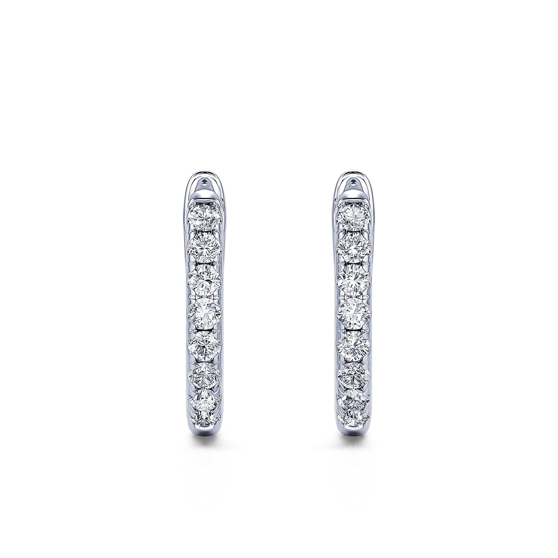 Créoles or blanc et diamant de synthèse Elia Lab 1